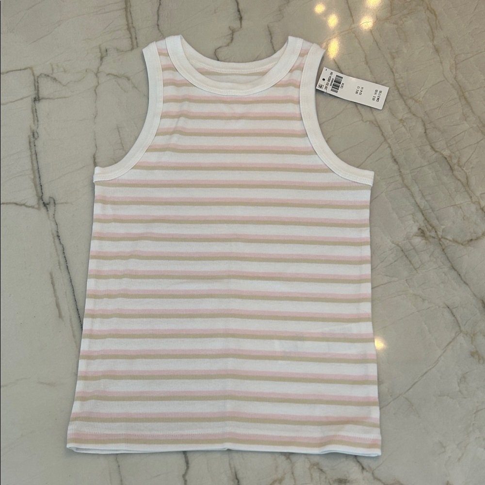 Abercrombie Kids Pink and White Striped Tank Top